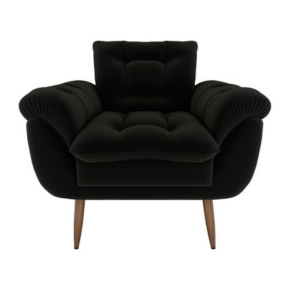 Imagem de Poltrona Decorativa Xangai 1 Lugar Veludo Inca Preto - Matrix