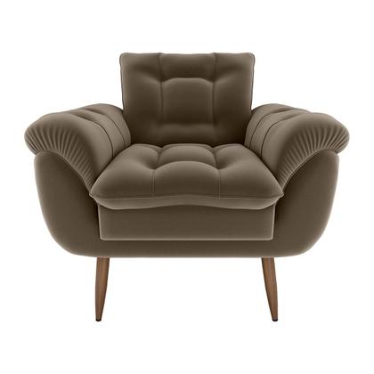 Imagem de Poltrona Decorativa Xangai 1 Lugar Veludo Marrom Claro - Matrix