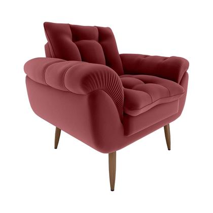 Imagem de Poltrona Decorativa Xangai 1 Lugar Veludo Vermelho - Matrix