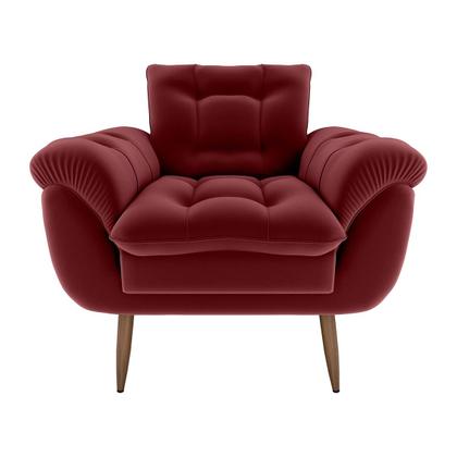Imagem de Poltrona Decorativa Xangai 1 Lugar Veludo Vermelho - Matrix