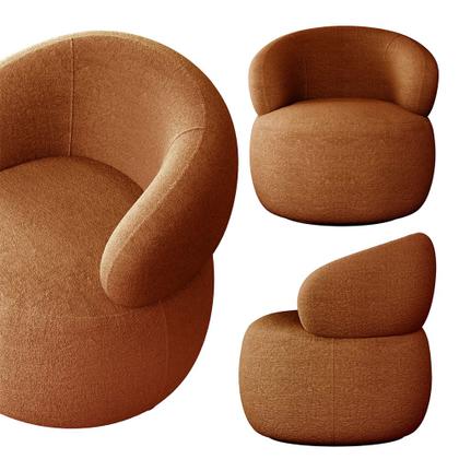 Imagem de Poltrona Design Orgânico Moderno e Sofisticado Eloah Base Giratória Bouclé Italiano Terracota