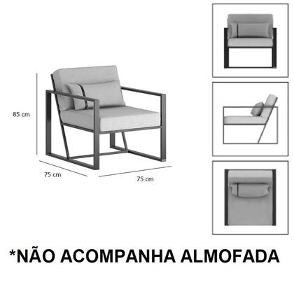 Imagem de Poltrona Detail Estofado Várias Cores Base Aço Preta Tam: G - Datelli Design