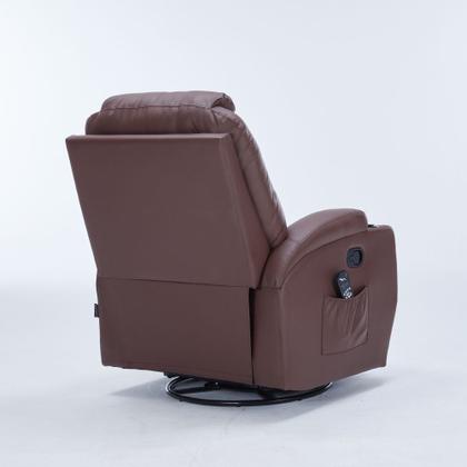 Imagem de Poltrona do Papai Cinema Manual Vector Balanço Massagem Aquecimento Porta Copos PU Marrom Chocolate G94 - Gran Belo