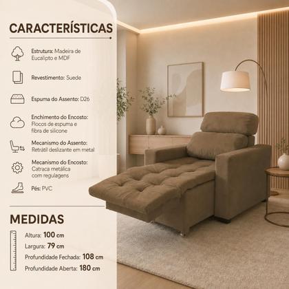 Imagem de Poltrona do Papai e Mamãe Reclinável Retrátil Madri  Conforto e Relaxamento para Toda a Família