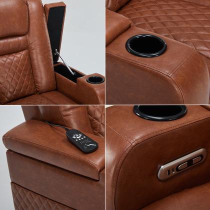 Imagem de Poltrona do Papai Elétrica Gamer Chicago com Aquecimento Massagem Porta Copos Entrada USB/USB-C PU Caramelo G94 - Gran Belo