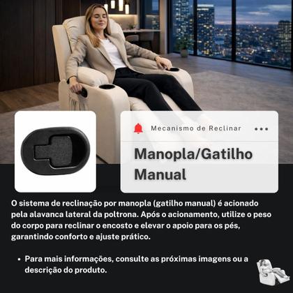 Imagem de Poltrona do Papai Manual Reclinável Austin Massagem Aquecimento Balanço Giratória PU G94 - Gran Belo