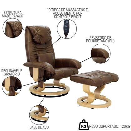 Imagem de Poltrona Do Papai Massageadora Elétrica Com Puff Louis R02 Pu Marrom - Mpozenato