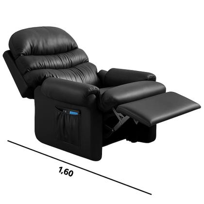 Imagem de Poltrona do Papai Realeza Preto Tecido Sintético material sintético Papai Mamãe Encosto Reclinável E Retrátil Sala Quarto Hospitalar Estetica