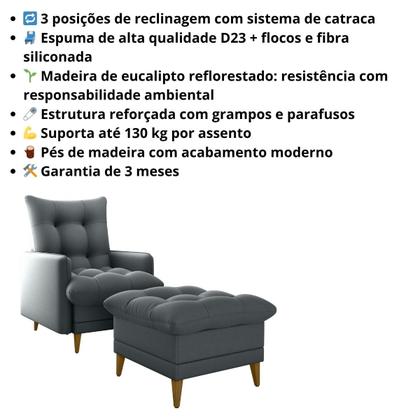 Imagem de Poltrona Do Papai Reclinável 3 Posições + Puff Suede Veludo