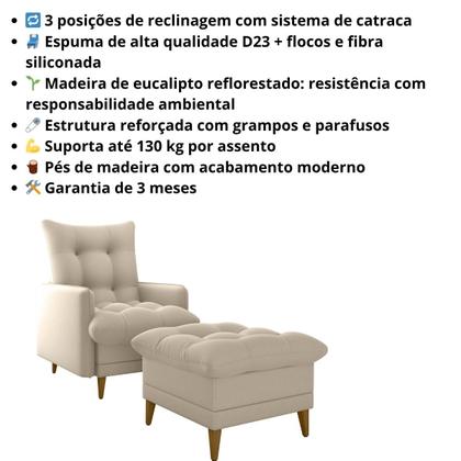 Imagem de Poltrona Do Papai Reclinável 3 Posições + Puff Suede Veludo
