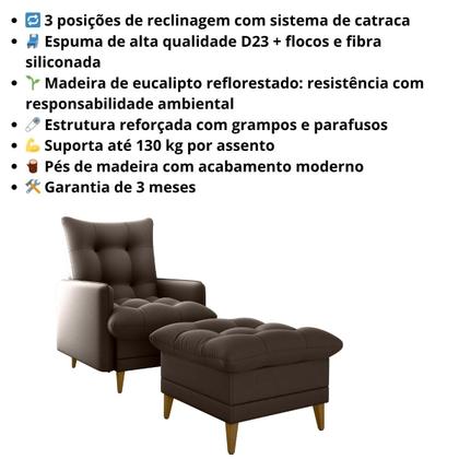 Imagem de Poltrona Do Papai Reclinável 3 Posições + Puff Suede Veludo