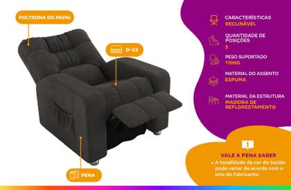 Imagem de Poltrona Do Papai Reclinável Azera Suede Marrom Matrix