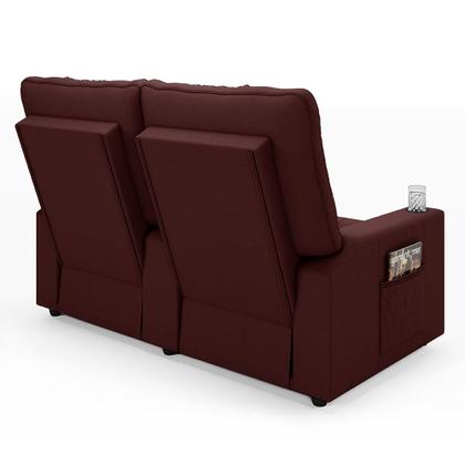 Imagem de Poltrona do Papai Reclinável Cinema 2 Lugares Manual Baú USB Haifa F05 Veludo Vinho - Lyam Decor