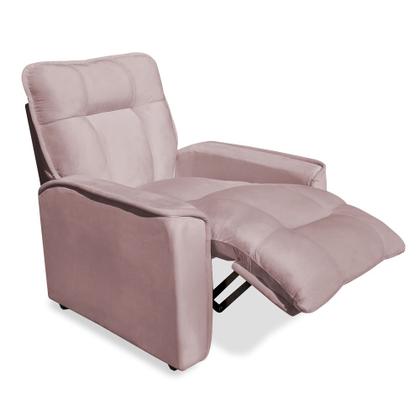 Imagem de Poltrona Do Papai Reclinável Confortável Luxo Apoio Para Pés Veludo Rosa