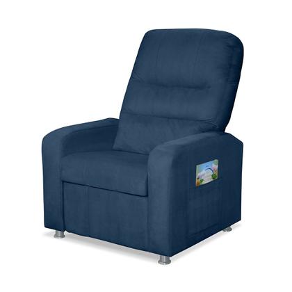 Imagem de Poltrona Do Papai Reclinável Confortável Suede Azul Marinho Sistema encosto reclinável e inclinável com mecanismo manual