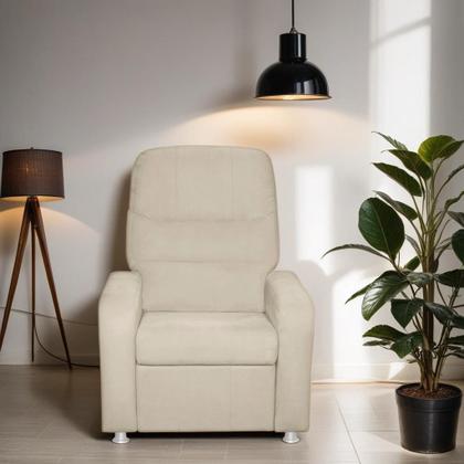 Imagem de Poltrona Do Papai Reclinável Confortável Suede bege Mecanismo Manual
