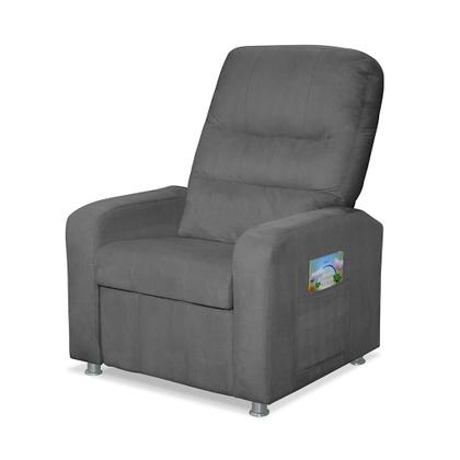 Poltrona Do Papai Reclinável Confortável Suede Cinza Escuro Sistema mecanismo manual - Sonho das Poltronas Imagem de Poltrona Do Papai Reclinável Confortável Suede Cinza Escuro Sistema mecanismo manual