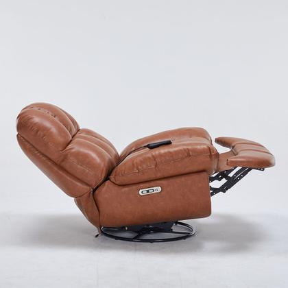 Imagem de Poltrona do Papai Reclinável Elétrica Boston com Massagem Aquecimento Base Giratória Entrada USB/USB-C PU Caramelo G94 - Gran Belo