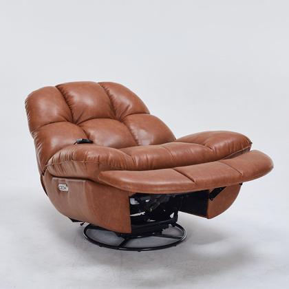 Imagem de Poltrona do Papai Reclinável Elétrica Boston com Massagem Aquecimento Base Giratória Entrada USB/USB-C PU Caramelo G94 - Gran Belo