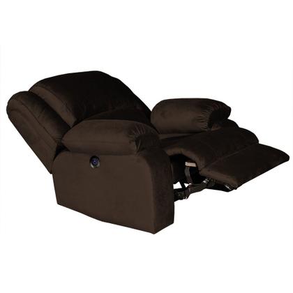 Imagem de Poltrona do Papai Reclinável Elétrica com Massagem e USB Magnum Veludo Marrom Chocolate G23 - Gran Belo