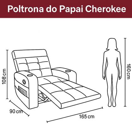 Imagem de Poltrona do Papai Reclinável Eletrica LUXO Premium com Carregador Celular USB Cherokee Matrix