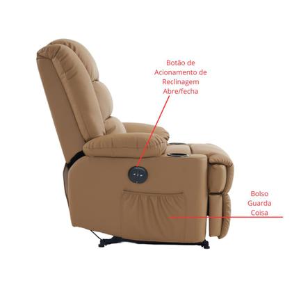 Poltrona do Papai Reclinavel Elétrica Porto Korin Premium Caramelo - Gil Móveis Imagem de Poltrona do Papai Reclinavel Elétrica Porto Korin Premium Caramelo