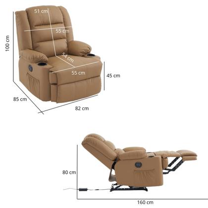 Poltrona do Papai Reclinavel Elétrica Porto Korin Premium Caramelo - Gil Móveis Imagem de Poltrona do Papai Reclinavel Elétrica Porto Korin Premium Caramelo