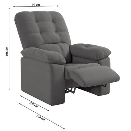 Imagem de Poltrona do Papai Reclinável em tecido Suede Veludo Estoril - Cinza