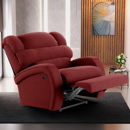 Imagem de Poltrona do Papai Reclinável Kalie Power Elétrica Massagem FH9 Veludo Vermelho - Mpozenato