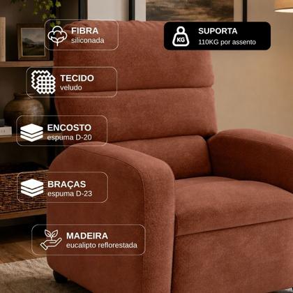 Imagem de Poltrona Do Papai Reclinável Kwid Veludo Marrom Matrix