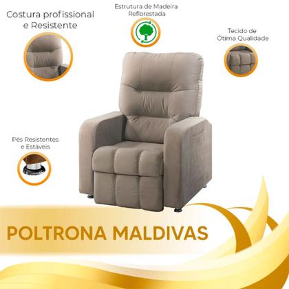 Imagem de Poltrona do Papai Reclinável Maldivas Suede Bege Marfim Plus Star Confort