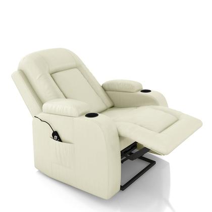 Imagem de Poltrona do Papai Reclinável Massagem e Aquecimento com Elevação Lift 150 2 Porta Copos Gambon PU Bege G31 - Gran Belo