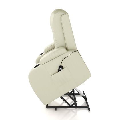 Imagem de Poltrona do Papai Reclinável Massagem e Aquecimento com Elevação Lift 150 2 Porta Copos Gambon PU Bege G31 - Gran Belo