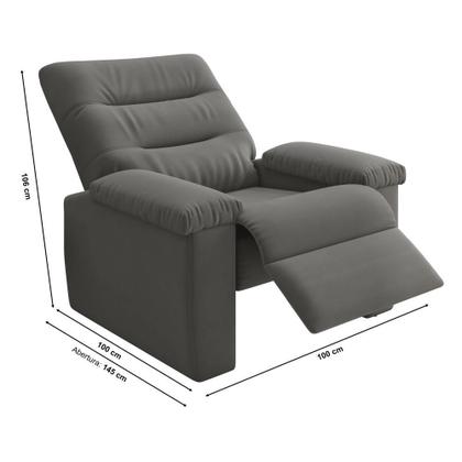 Imagem de Poltrona do Papai Reclinável para Sala Besthouse Onix Pop Veludo Cinza