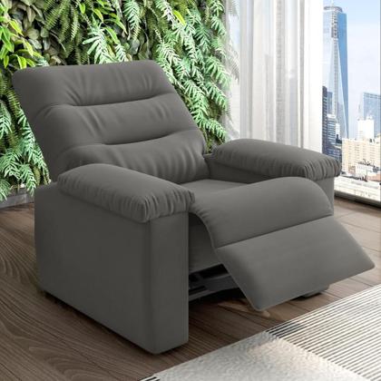Imagem de Poltrona do Papai Reclinável para Sala Besthouse Onix Pop Veludo Cinza