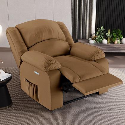 Imagem de Poltrona do Papai Reclinável Pietra Elétrica LED Massagem FH9 PU Caramelo - Mpozenato