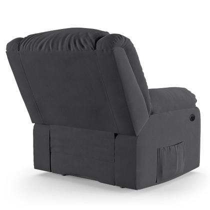Imagem de Poltrona do Papai Reclinável Pietra Power Elétrica Massagem FH9 Veludo Cinza - Mpozenato
