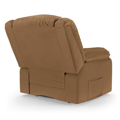 Imagem de Poltrona do Papai Reclinável Pietra Power Touch Massagem FH9 PU Caramelo - Mpozenato