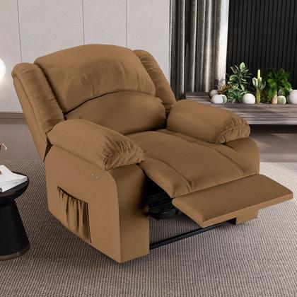 Imagem de Poltrona do Papai Reclinável Pietra Power Touch Massagem FH9 PU Caramelo - Mpozenato