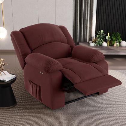 Imagem de Poltrona do Papai Reclinável Pietra Power Touch Massagem FH9 Veludo Vinho - Mpozenato