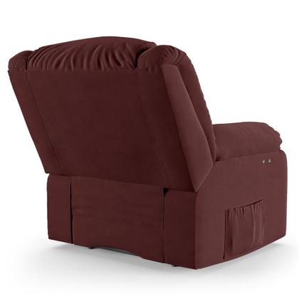 Imagem de Poltrona do Papai Reclinável Pietra Power Touch Massagem FH9 Veludo Vinho - Mpozenato