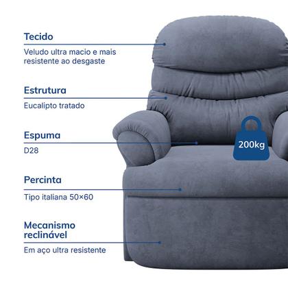 Imagem de Poltrona do Papai Reclinável Premium Dallas Veludo Just Time