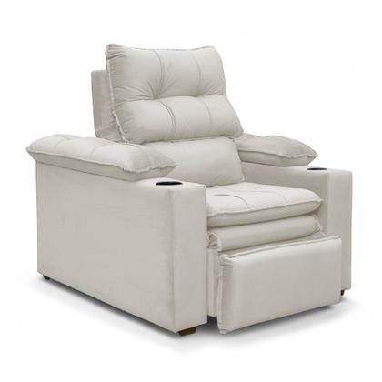 Imagem de Poltrona do Papai Reclinável Retrátil Bonari Veludo Bege - Loja Sheep
