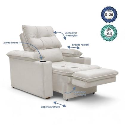 Imagem de Poltrona do Papai Reclinável Retrátil Bonari Veludo Bege - Loja Sheep