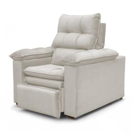 Imagem de Poltrona do Papai Reclinável Retrátil Bonari Veludo Bege - Loja Sheep