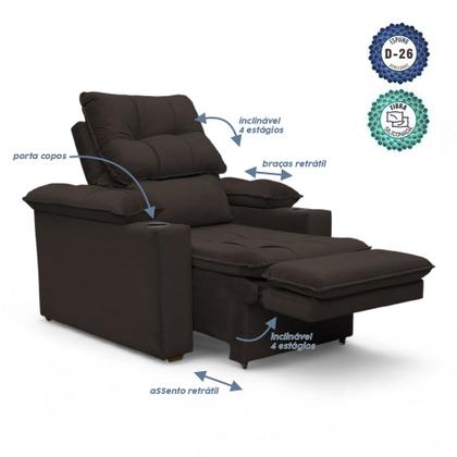 Imagem de Poltrona do Papai Reclinável Retrátil Bonari Veludo Marrom - Loja Sheep