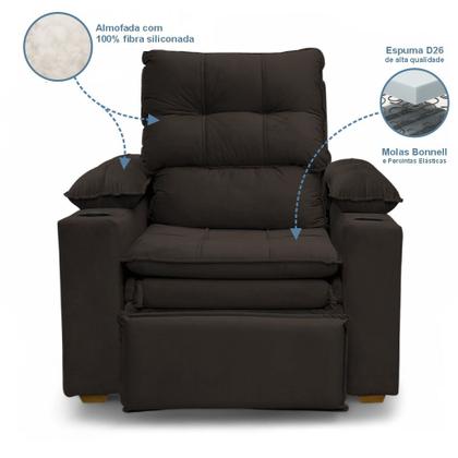 Imagem de Poltrona do Papai Reclinável Retrátil Bonari Veludo Marrom - Loja Sheep
