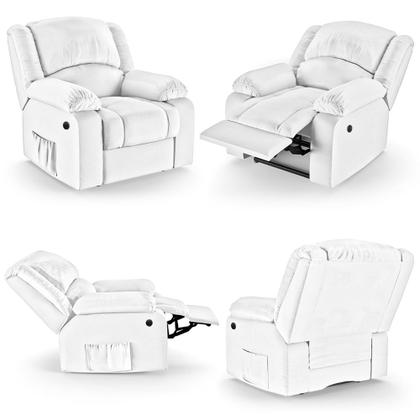 Imagem de Poltrona do Papai Reclinável Sala de Cinema Barcelona Power Elétrica Massagem USB PU Branco  G23