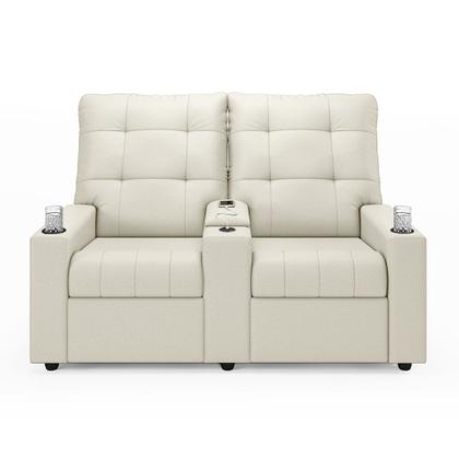 Imagem de Poltrona do Papai Reclinável Sala de Cinema Movie 2 Lugares Manual Baú USB Veludo Bege G23