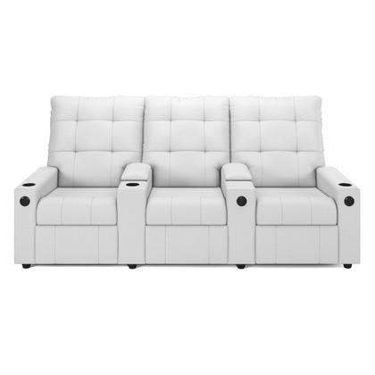 Imagem de Poltrona do Papai Reclinável Sala de Cinema Movie 3 Lugares Manual Baú USB PU Branco